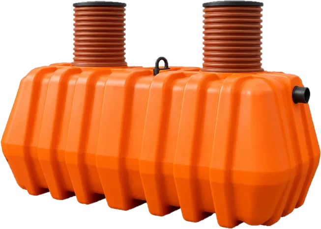 Orangefarbene Klärgrube